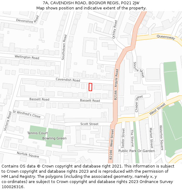 7A, CAVENDISH ROAD, BOGNOR REGIS, PO21 2JW: Location map and indicative extent of plot