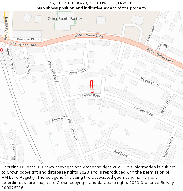 7A, CHESTER ROAD, NORTHWOOD, HA6 1BE: Location map and indicative extent of plot