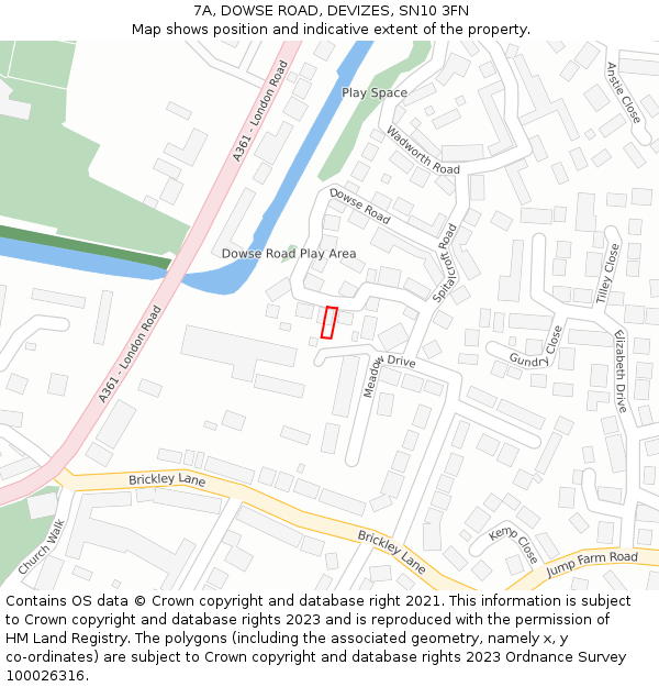 7A, DOWSE ROAD, DEVIZES, SN10 3FN: Location map and indicative extent of plot