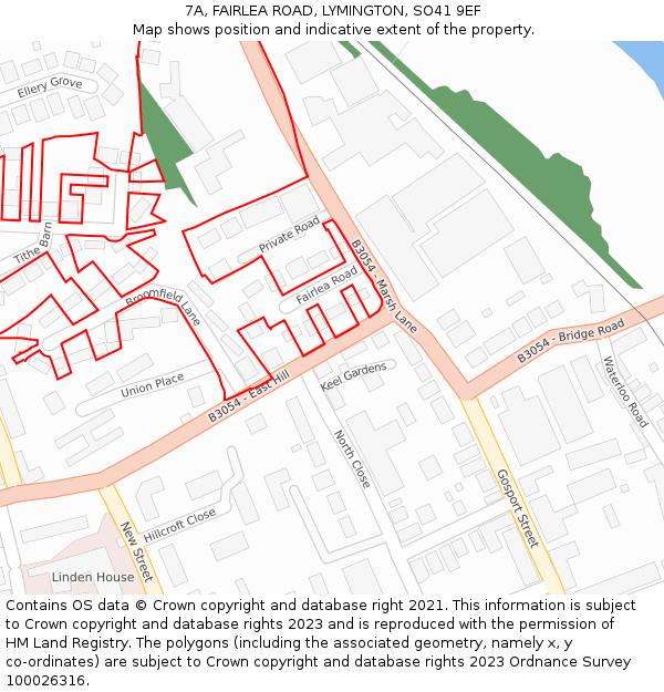 7A, FAIRLEA ROAD, LYMINGTON, SO41 9EF: Location map and indicative extent of plot