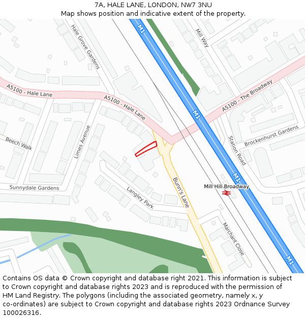 7A, HALE LANE, LONDON, NW7 3NU: Location map and indicative extent of plot