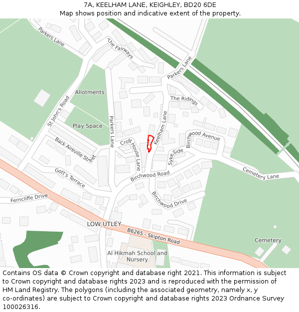 7A, KEELHAM LANE, KEIGHLEY, BD20 6DE: Location map and indicative extent of plot