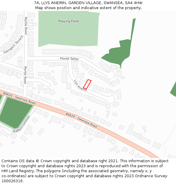 7A, LLYS ANEIRIN, GARDEN VILLAGE, SWANSEA, SA4 4HW: Location map and indicative extent of plot