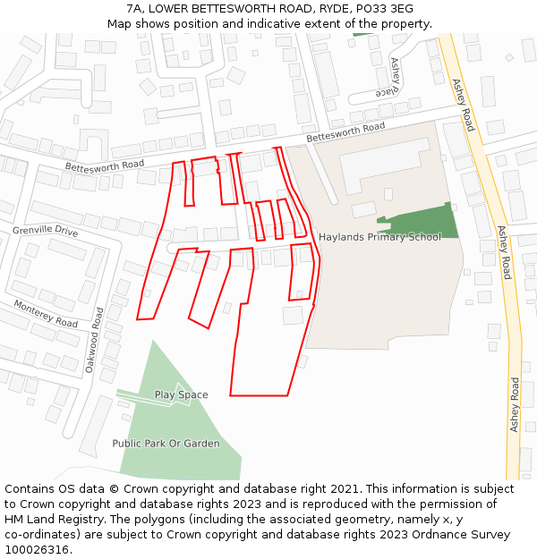 7A, LOWER BETTESWORTH ROAD, RYDE, PO33 3EG: Location map and indicative extent of plot