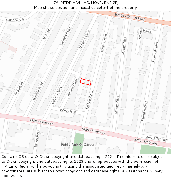 7A, MEDINA VILLAS, HOVE, BN3 2RJ: Location map and indicative extent of plot