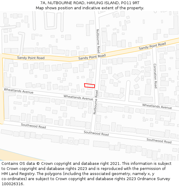 7A, NUTBOURNE ROAD, HAYLING ISLAND, PO11 9RT: Location map and indicative extent of plot