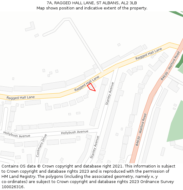 7A, RAGGED HALL LANE, ST ALBANS, AL2 3LB: Location map and indicative extent of plot