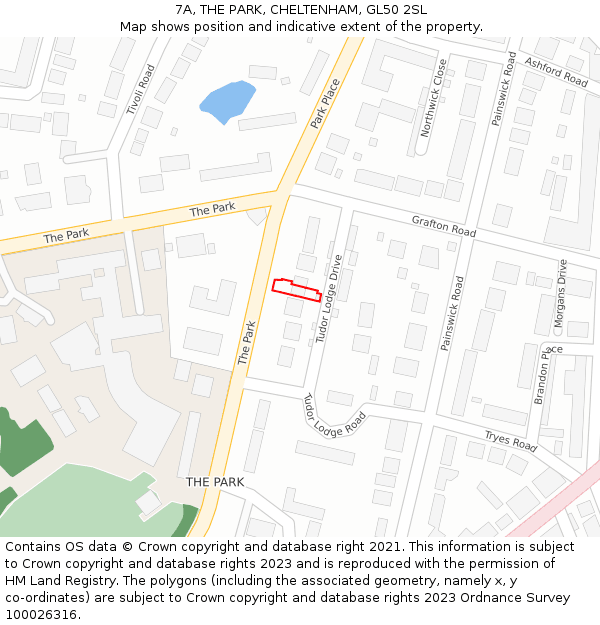 7A, THE PARK, CHELTENHAM, GL50 2SL: Location map and indicative extent of plot