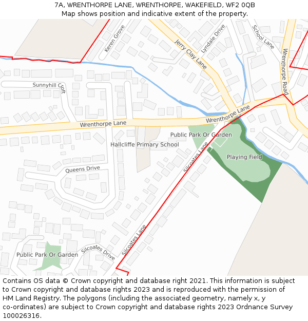 7A, WRENTHORPE LANE, WRENTHORPE, WAKEFIELD, WF2 0QB: Location map and indicative extent of plot