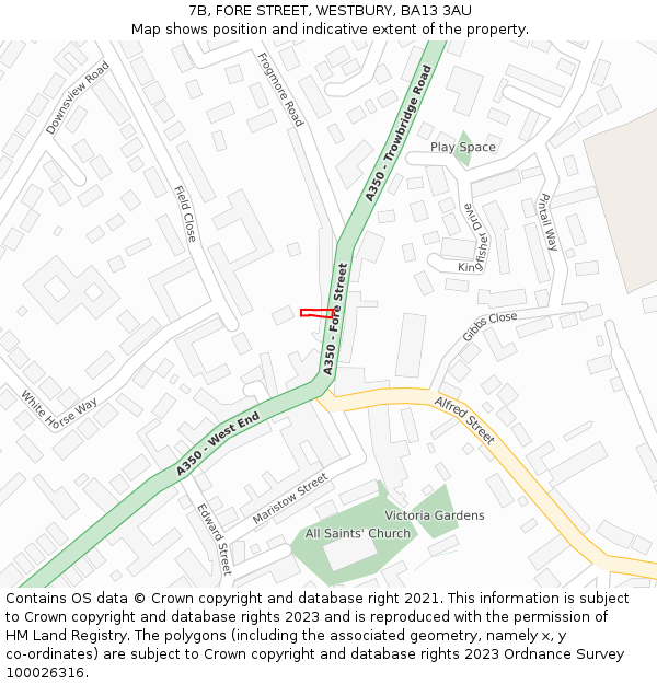 7B, FORE STREET, WESTBURY, BA13 3AU: Location map and indicative extent of plot