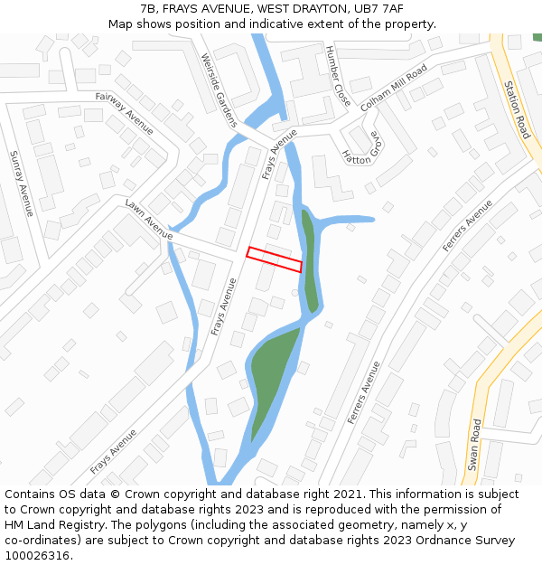 7B, FRAYS AVENUE, WEST DRAYTON, UB7 7AF: Location map and indicative extent of plot