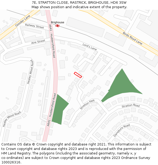 7E, STRATTON CLOSE, RASTRICK, BRIGHOUSE, HD6 3SW: Location map and indicative extent of plot