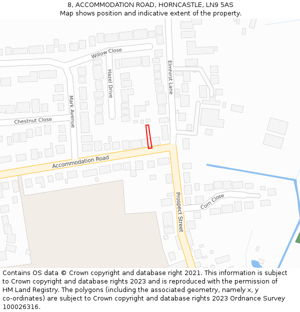 8, ACCOMMODATION ROAD, HORNCASTLE, LN9 5AS: Location map and indicative extent of plot