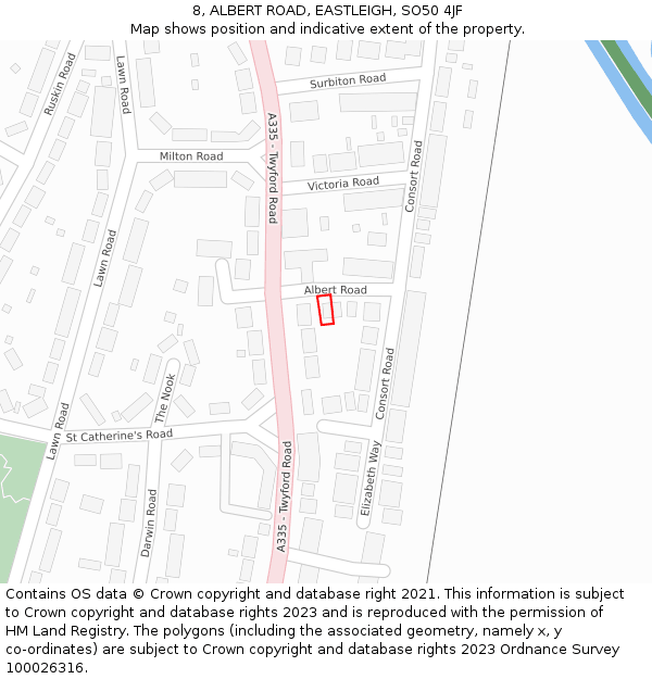 8, ALBERT ROAD, EASTLEIGH, SO50 4JF: Location map and indicative extent of plot