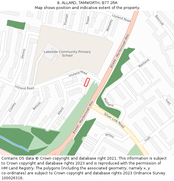 8, ALLARD, TAMWORTH, B77 2RA: Location map and indicative extent of plot