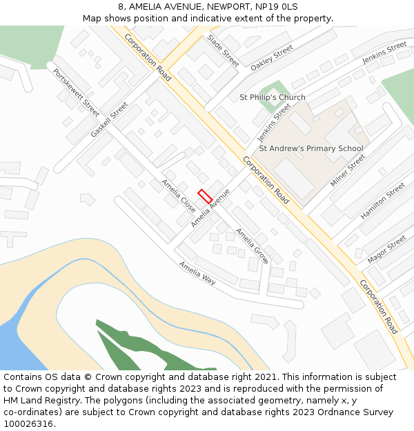 8, AMELIA AVENUE, NEWPORT, NP19 0LS: Location map and indicative extent of plot