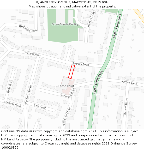 8, ANGLESEY AVENUE, MAIDSTONE, ME15 9SH: Location map and indicative extent of plot