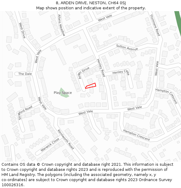 8, ARDEN DRIVE, NESTON, CH64 0SJ: Location map and indicative extent of plot