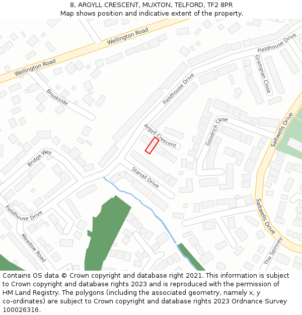 8, ARGYLL CRESCENT, MUXTON, TELFORD, TF2 8PR: Location map and indicative extent of plot