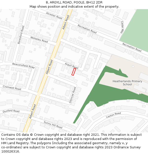 8, ARGYLL ROAD, POOLE, BH12 2DR: Location map and indicative extent of plot