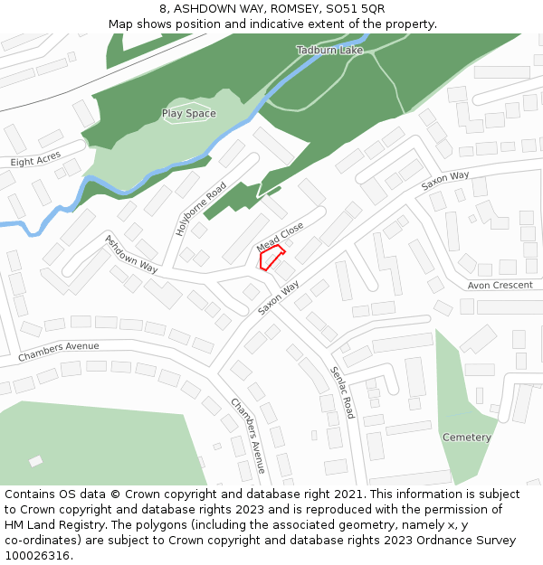 8, ASHDOWN WAY, ROMSEY, SO51 5QR: Location map and indicative extent of plot