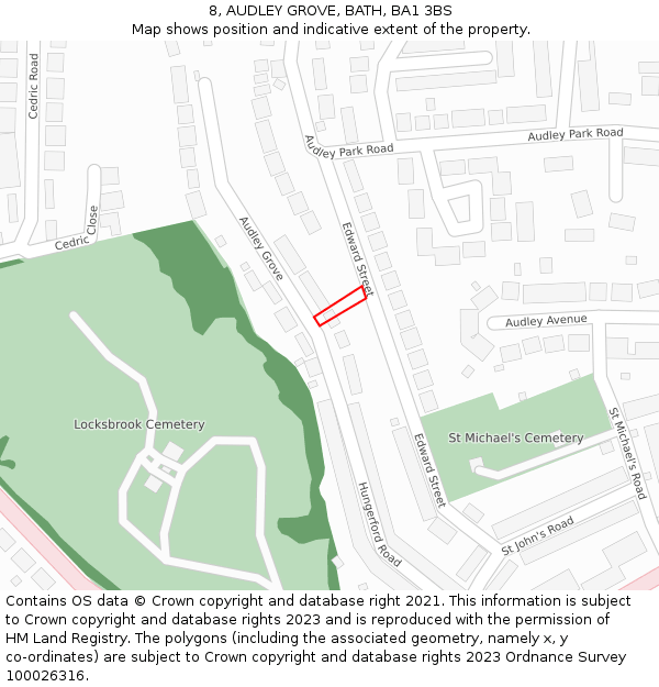 8, AUDLEY GROVE, BATH, BA1 3BS: Location map and indicative extent of plot