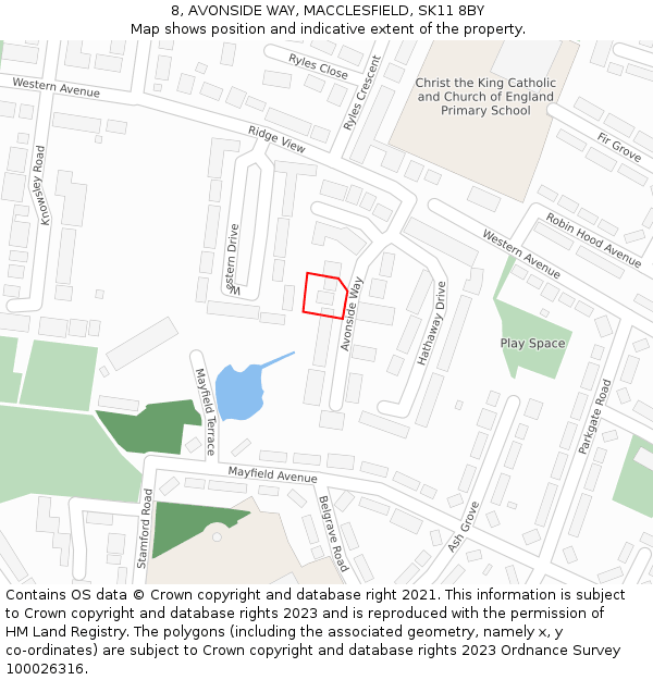 8, AVONSIDE WAY, MACCLESFIELD, SK11 8BY: Location map and indicative extent of plot