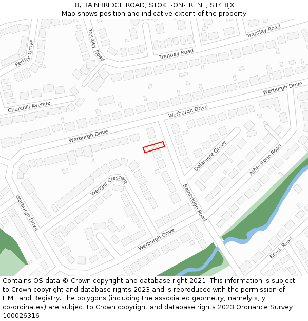8, BAINBRIDGE ROAD, STOKE-ON-TRENT, ST4 8JX: Location map and indicative extent of plot