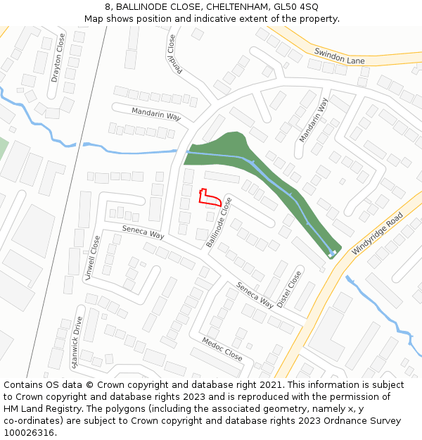 8, BALLINODE CLOSE, CHELTENHAM, GL50 4SQ: Location map and indicative extent of plot