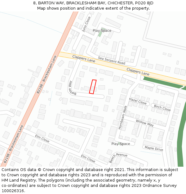 8, BARTON WAY, BRACKLESHAM BAY, CHICHESTER, PO20 8JD: Location map and indicative extent of plot
