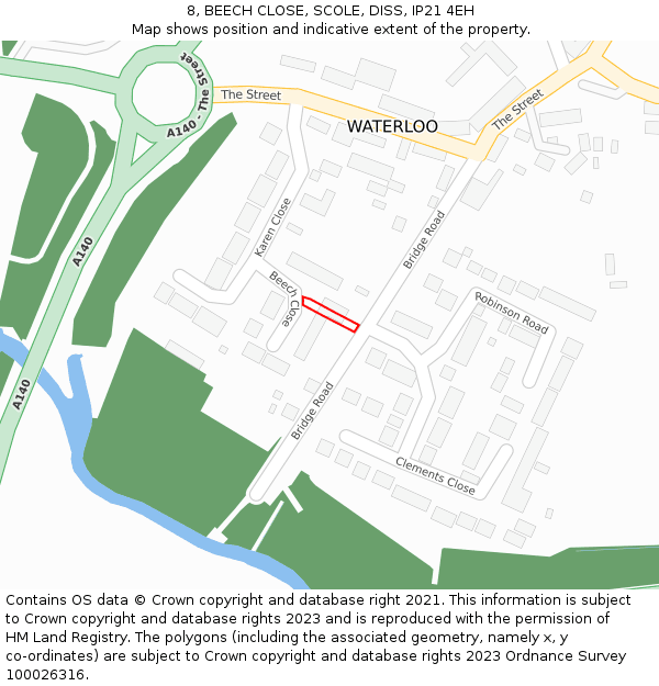 8, BEECH CLOSE, SCOLE, DISS, IP21 4EH: Location map and indicative extent of plot