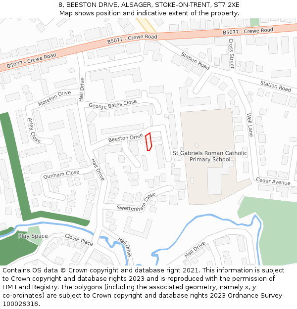 8, BEESTON DRIVE, ALSAGER, STOKE-ON-TRENT, ST7 2XE: Location map and indicative extent of plot