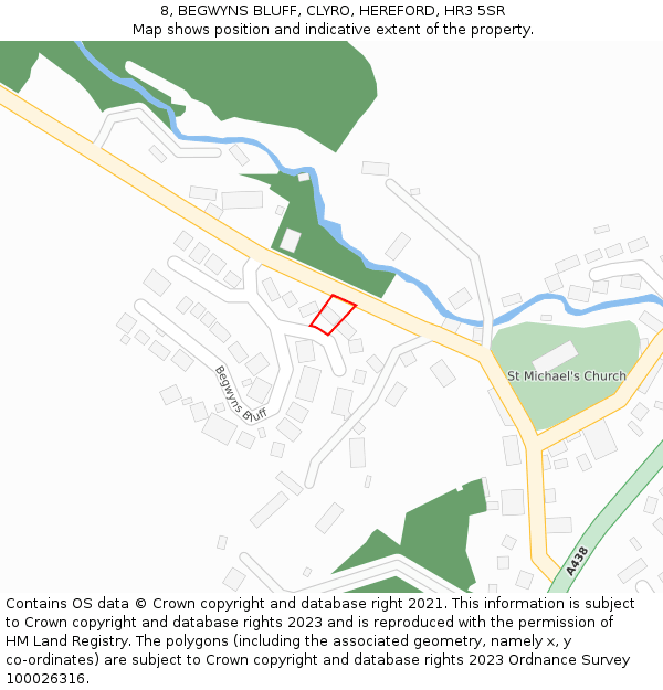 8, BEGWYNS BLUFF, CLYRO, HEREFORD, HR3 5SR: Location map and indicative extent of plot