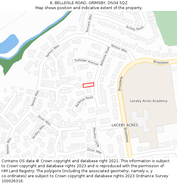8, BELLEISLE ROAD, GRIMSBY, DN34 5QZ: Location map and indicative extent of plot