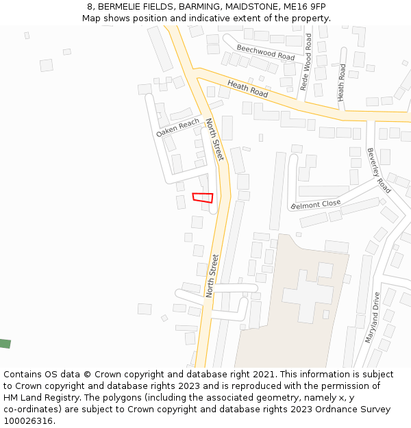 8, BERMELIE FIELDS, BARMING, MAIDSTONE, ME16 9FP: Location map and indicative extent of plot