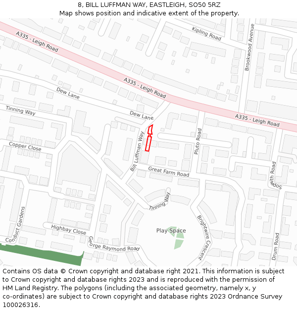8, BILL LUFFMAN WAY, EASTLEIGH, SO50 5RZ: Location map and indicative extent of plot