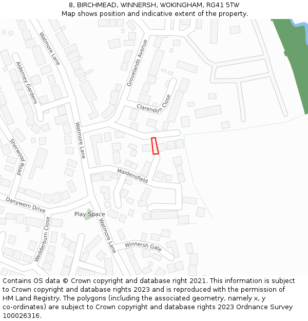 8, BIRCHMEAD, WINNERSH, WOKINGHAM, RG41 5TW: Location map and indicative extent of plot