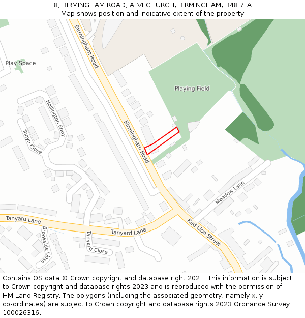 8, BIRMINGHAM ROAD, ALVECHURCH, BIRMINGHAM, B48 7TA: Location map and indicative extent of plot