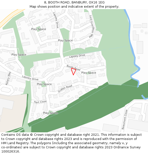 8, BOOTH ROAD, BANBURY, OX16 1EG: Location map and indicative extent of plot