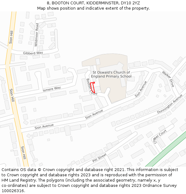 8, BOOTON COURT, KIDDERMINSTER, DY10 2YZ: Location map and indicative extent of plot