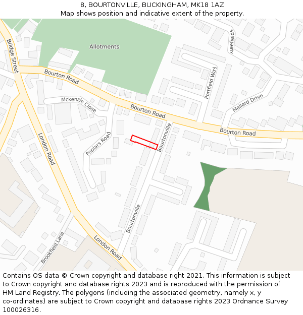 8, BOURTONVILLE, BUCKINGHAM, MK18 1AZ: Location map and indicative extent of plot