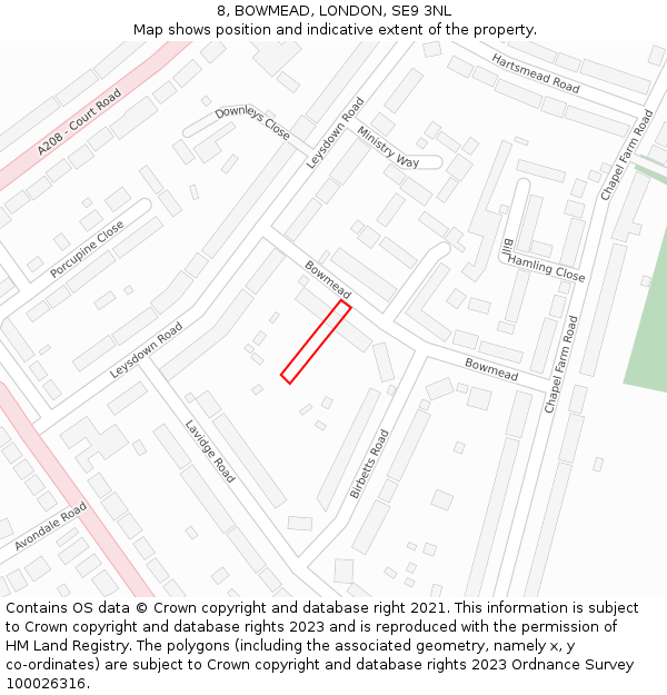 8, BOWMEAD, LONDON, SE9 3NL: Location map and indicative extent of plot