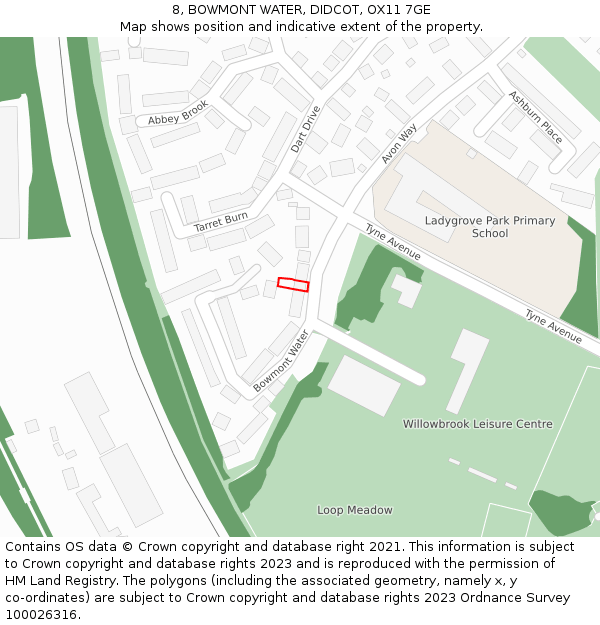 8, BOWMONT WATER, DIDCOT, OX11 7GE: Location map and indicative extent of plot