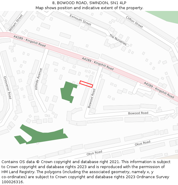 8, BOWOOD ROAD, SWINDON, SN1 4LP: Location map and indicative extent of plot