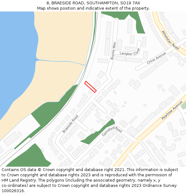 8, BRAESIDE ROAD, SOUTHAMPTON, SO19 7AX: Location map and indicative extent of plot