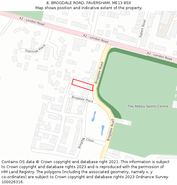 8, BROGDALE ROAD, FAVERSHAM, ME13 8SX: Location map and indicative extent of plot