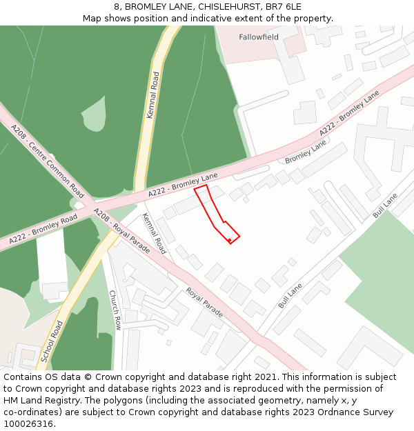 8, BROMLEY LANE, CHISLEHURST, BR7 6LE: Location map and indicative extent of plot