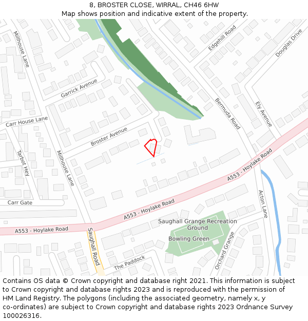 8, BROSTER CLOSE, WIRRAL, CH46 6HW: Location map and indicative extent of plot