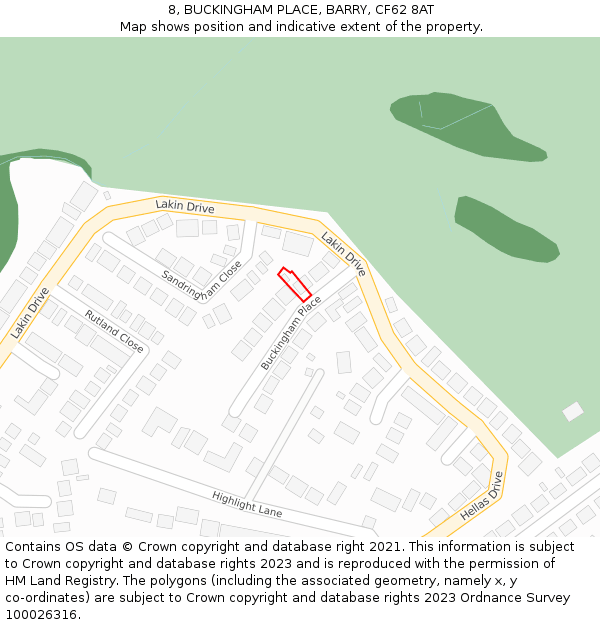 8, BUCKINGHAM PLACE, BARRY, CF62 8AT: Location map and indicative extent of plot