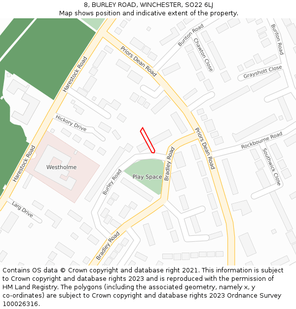 8, BURLEY ROAD, WINCHESTER, SO22 6LJ: Location map and indicative extent of plot